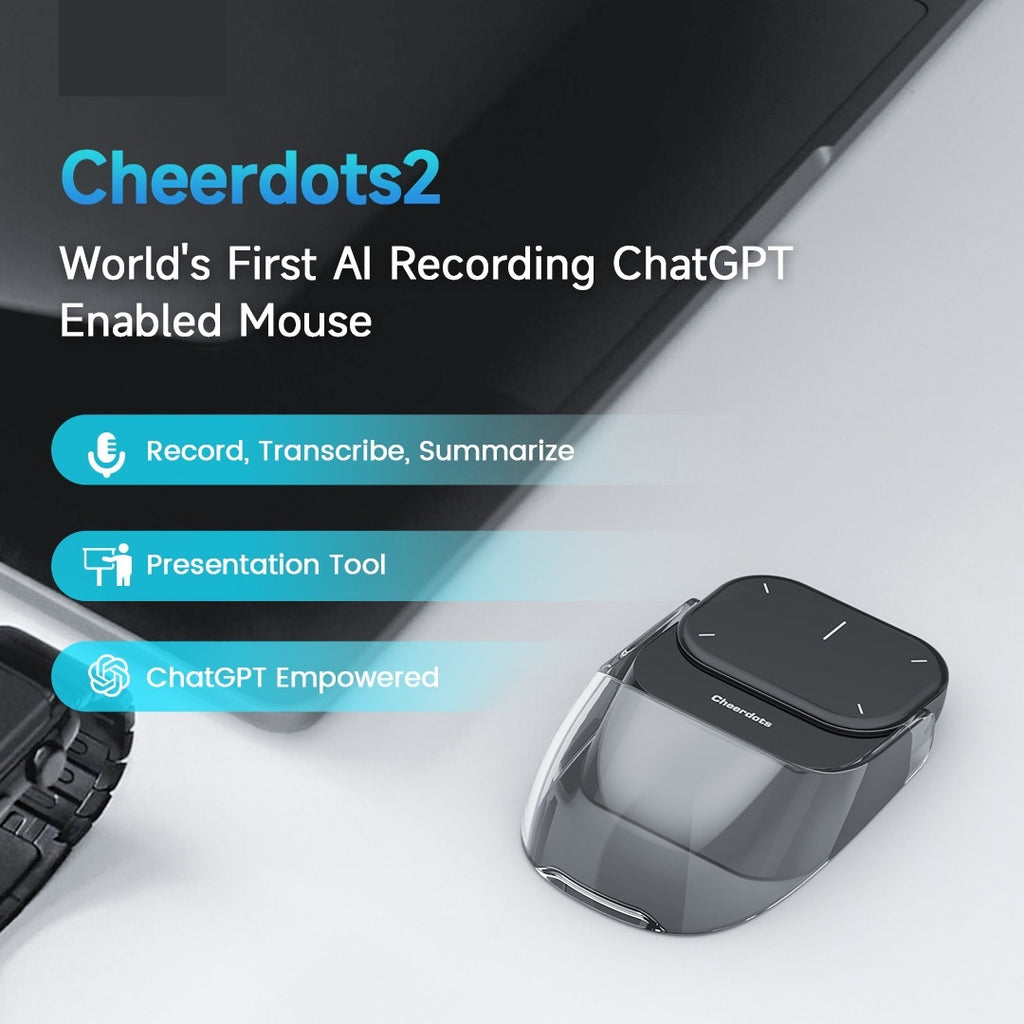 Cheerdots 2 - AI Recording Enabled Mouse | ChatGPT | Smart Split Air Mouse | Wireless Charging