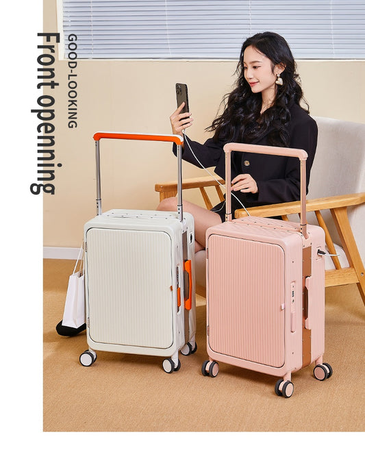 AirLite Carry Smart - Multifunctional USB Charging Trolley Case Front Fastening Wide Trolley Universal Wheel 20-inch Boarding